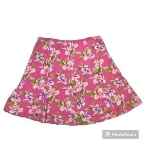Jones New York Skirt Womens Size 18W Pink Tropical Beaded Florals A Line Midi